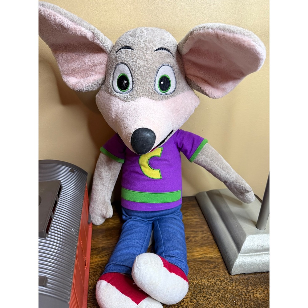 Chuck E Cheese Plush Mouse Stuffed Animal Purple Shirt Mascot Toy 18 Inch